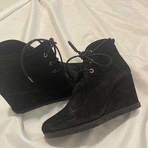 Black Michael Kors Suede Lace up Booties